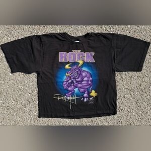 Vtg 1998 WWF The Rock Kids T-Shirt Youth XL Brahma Bull Attitude Era 90s